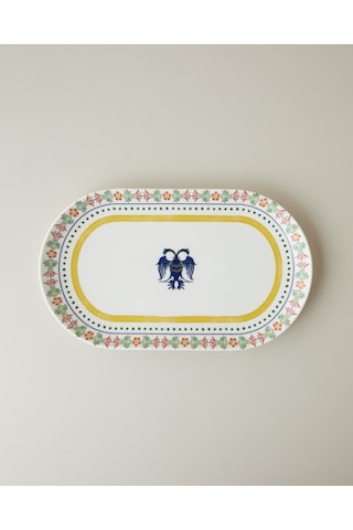 English Home Fiesta Talavera Porselen Kayık Tabak 30 Cm Beyaz - Lacivert