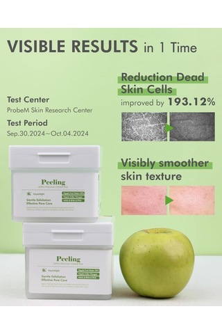 Dermal Elma Özlü Gözenek Temizleyici Aydınlatıcı Peeling Tonik Toner Pedi 80 Adet