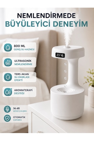 Znv Zenvia Mey İthalat Dekoratif Hava Nemlendirici 800 Ml Sessiz Aroma Difüzör Anti Yerçekimi Su Efektli Znv2025 C