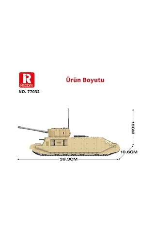 Reobrix 77032 World Of Tanks Togıı İngiliz Ağır Tankı British Heavy Tank Yaratıcı Yapı Blok Seti Building Blocks - 1427 Parça