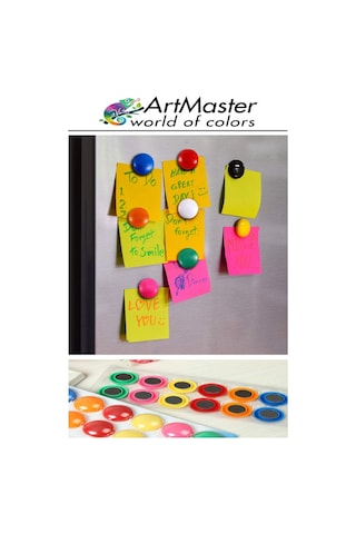 Pano Düğmesi Mıknatısı Renkli 20 Li 1 Paket Buzdolabı Dekorasyon Manyetik Yuvarlak Mıknatıs Hobi Etkinlik Plastik Kaplı