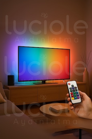 Rgb Şerit Led Işık 3 Metre Usb Girişli Kumandalı Ambiyans Lamba Tv Arkası & Lambader Alternatifi