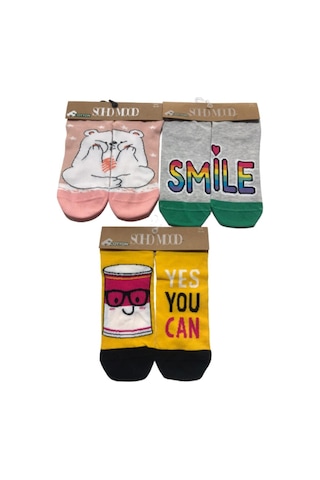 Bayan Patik Desenli 36-40 Numara 3'Lü Set-36-40 Çok Renkli