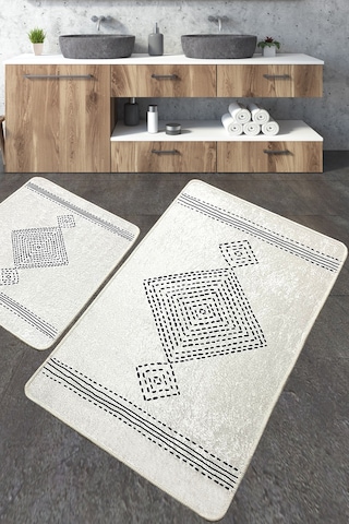 Tatiana Banyo Halısı Djt 2 Li Set Banyo Halısı Paspas Yıkanabilir Kaymaz Gri