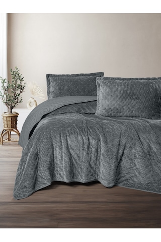 Cotton Box Softnest Çift Kişilik Yatak Örtüsü Boleta Koyu Gri Koyu Gri