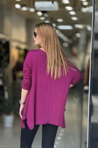 Kayık Yaka Asimetrik Bluz Mürdüm