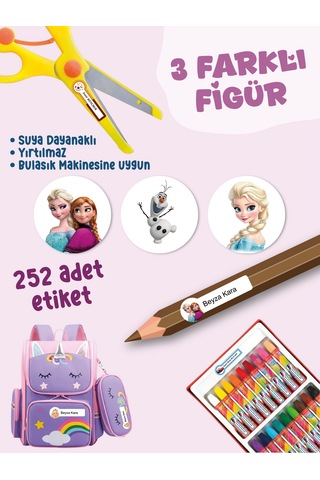 Okul Etiketi Kalem Defter Etiketi Karlar Prensesi Temalı Özel İsim Yazılabilen Etiket - 252adet