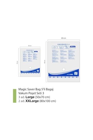 Magic Saver Bag 5´Li Bagaj Vakumlu Poşet Seti 3