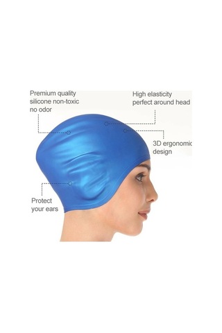 Dm Yetişkin Mor Düz Renk Su Geçirmez Silikon Yüzme Bonesi Mor