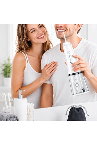 Ağız Duşu Şarjlı 320 Ml Su Hazneli 4 Modlu Su Geçirmez Taşınabilir Oral Irrigator 5 Başlıklı Derin Temizlik Type-c