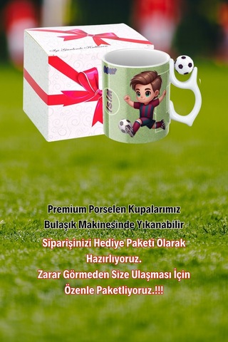 Siyah Beyaz Futbol Toplu Bordo Mavi Forma Oyunculu Taraftar İsimli Baskılı Kupa Bardak Beyaz