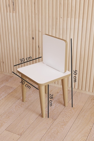 Fahrettin Küçük Montessori Çocuk Masası Oyun Masası Aktivite Masası Çalışma Masası - 2 Adet Sandalyeli Beyaz - Beyaz