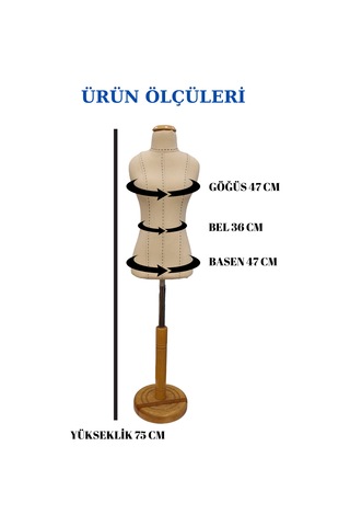 Punto Dikişli Keten Süngerli 50 Eşel Okul Minyatür Terzi Mankeni