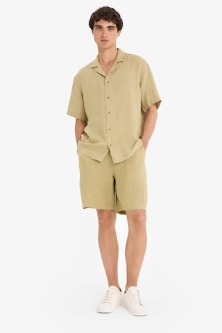 Defacto %100 Keten Relax Fit Bermuda Şort F4599ax25hskh497 Haki