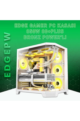 Gameagle EDGELPW Edge 7 Argb Fanlı Gamer Pc Kasası 850w 80+ Plus Bronz Power'lı Beyaz