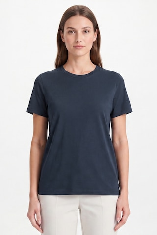 Goffra Kadın Vision Bisiklet Yaka Premium Kalite Yoğun Dokulu Pamuklu T-shirt Lacivert W101-r0220-07