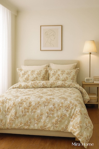 Çift Kişilik Pamuklu Nevresim Takımı Yaprak Desenli Renkli