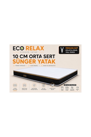 Eco Relax 10 Cm Sünger Yatak Yer Yatağı, Misafir Yatağı Ve Ranza Uyumlu Fermuarlı Yıkanabilir Kılıf 24 Dns Orta Sert Sünger