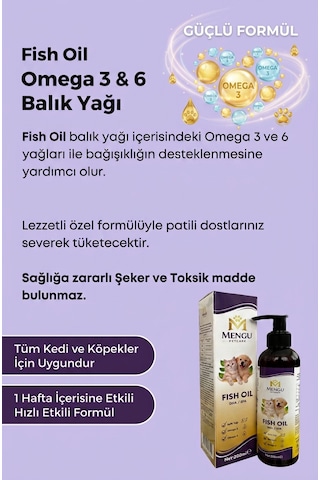 Fish Oil - Kedi Ve Köpekler İçin Balık Yağı Omega 3-6 Epa Dha Norveç Somon Yağı Bağışıklık Desteği