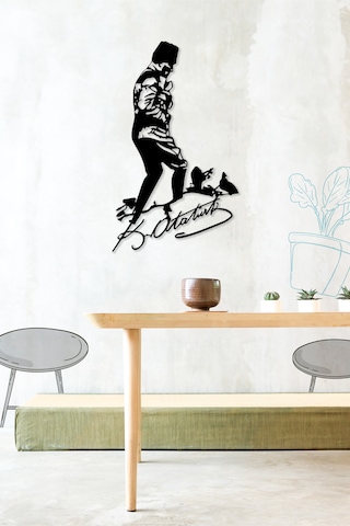 Myc Wall Art Atatürk Kocatepe Imzalı Portre Dekoratif Metal Duvar Tablosu