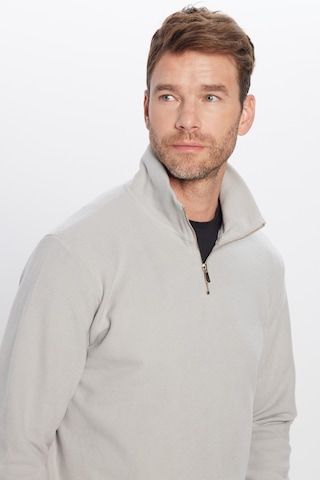 Tudors Unisex Relax Fit Rahat Kesim Pamuklu Yarım Fermuarlı Gri Dik Yaka Sweatshirt-31974 Gri
