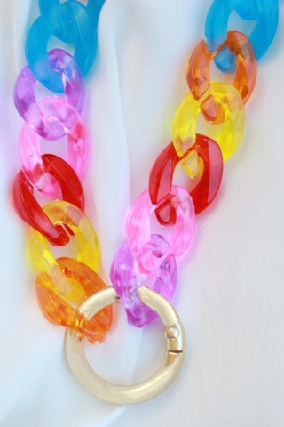 Renkli Kalın Zincir Kolye Çok REnkli