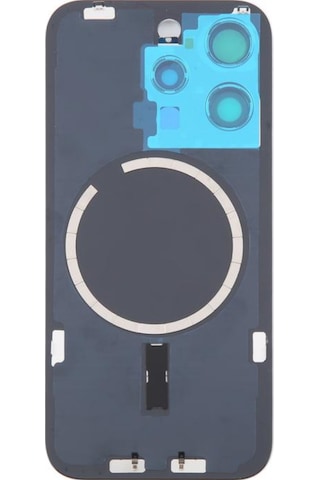 Teknonet Apple Uyumlu iPhone 16 Pro Kamera Camlı Batarya Kapağı + Magsafe Flex - Siyah Siyah