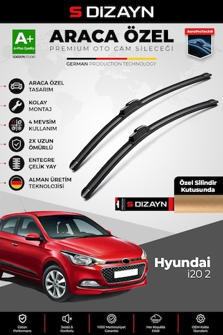 S-dizayn Hyundai İ20 Ön Cam Silecek Seti 2014-2020 Premium Araca Özel 60-40 Cm A+ Kalite