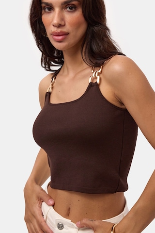 it's basic Kadın Kahve S6-81 Aksesuar Detaylı Crop Bluz
