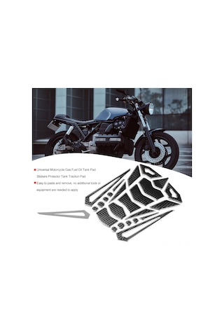Lemestar Motosiklet Tankı Koruyucu Sticker, Yumuşak Kauçuk Malzeme, Kolay Yapıştır & Kaldır, Uv Dayanıklı, Siyah Gümüş Kenar, Evrensel Uyum