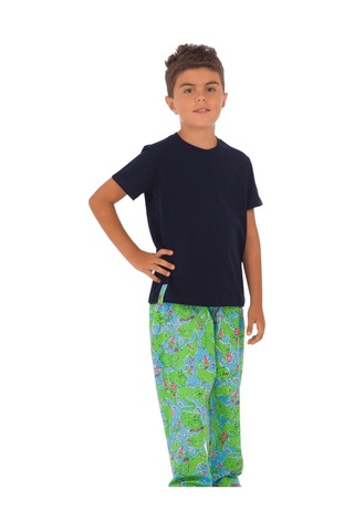 The Don Aile Lacivert-Yeşil Desenli Erkek Şort Takımı (9-14 Yaş)