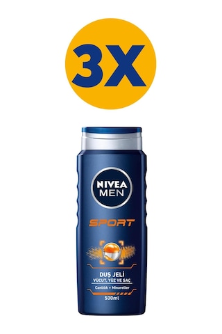 Nivea Men Sport Vücut Yüz ve Saç Duş Jeli 3 x 500 ML