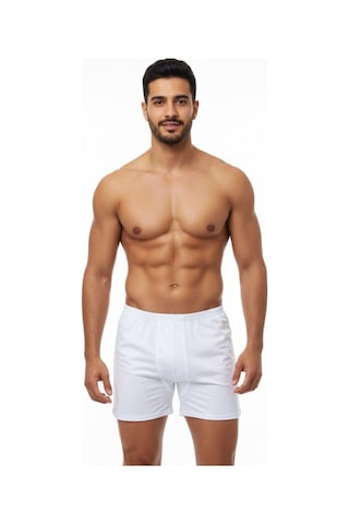 Enmodaiçgiyim 10 Adet Beyaz %100 Pamuk Rahat Kesim Erkek Paçalı Külot Boxer