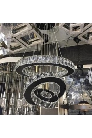 Ala Lighting Plaket Kristal Taş İşlemeli Krom Ayna Paslanmaz 3'lü Led Avize