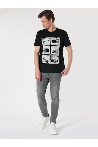 Colin'S Regular Fit Bisiklet Yaka Baskılı Siyah Erkek Kısa Kol Tişört Cl1063158_Q1.V1_Blk