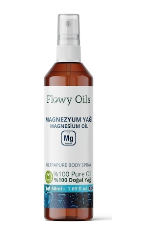 Flowy Oils Saf Magnezyum Yağı Doğal Bitkisel Sprey Masaj Yağı 50 ML