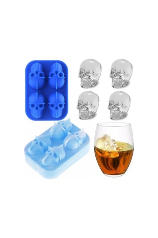 Soulader 3 Boyutlu Kafatası Buz Kalıbı Silikon Küp Tepsı Puding Kek Şekillendirici Bar Parti Eğlence Kokteyl Süs Dekorasyon Malzemesi Diğer