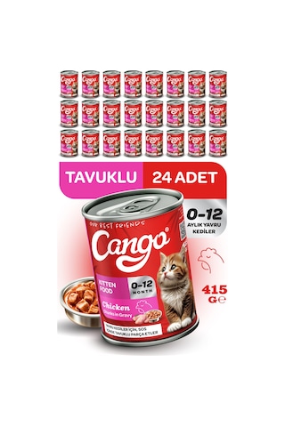 Cango Yavru Yaş Kedi Maması Tavuklu 415gr 24lü