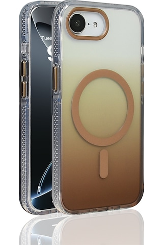 Apple Uyumlu iPhone 16e Kılıf M-safe Şarj Özellikli Transparan Renk Geçişli Zore Toros Kapak Gold