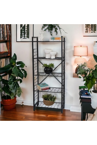 Metal Kitaplık Mutfak Rafı Malzeme Dolabı 5 Raflı Düzenleyici
