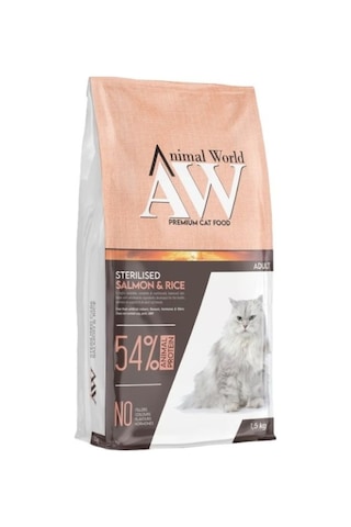 Animal World Kısırlaştırılmış Somonlu Yetişkin Kedi Maması 1500 G Animal World Kısırlaştırılmış Somonlu Yetişkin Kedi Maması 1500 G