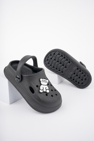 N Moda Unisex Çocuk Figürlü Sticker Sandalet-terlik Siyah