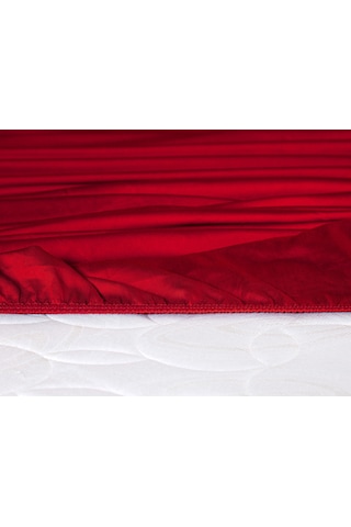Madame Coco Ciel Tek Kişilik %100 Pamuk Lastikli Saten Çarşaf - Kırmızı 8684427179505