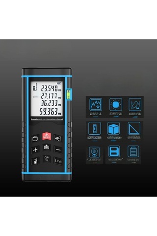 Profesyonel 40 Metre Dijital Lazer Metre Ölçer Lcd Ekran, Su Terazili, Alan Hacim, Pisagor Hesaplama Ve 20 Kayıt Hafızası Diğer