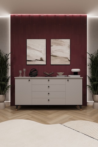 Asra Trend Lüks Konsol Tv Ünitesi %100 Mdf Salon Ve Yemek Odası Ünitesi Knsl04 Kül Gri