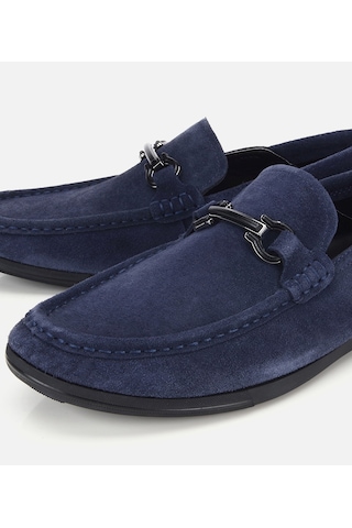 Hotiç Erkek Süet Deri Lacivert Toka Detaylı Comfort Loafer