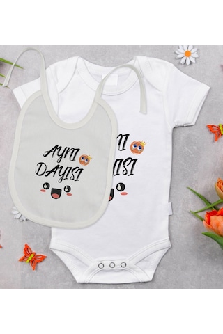 Bitmeyenkartus Bk Kids Aynı Dayısı Tasarımlı Bebek Body Zıbın Ve Mama Önlüğü Hed Çok Renkli