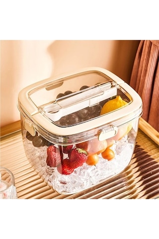 Ulzyvf Bar Buz Kovası Kapaklı Ve Buz Maşası, Taşınabilir Gizli Bej Bej