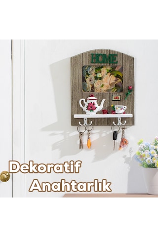 Porsima 2070 Duvara Montajlı Dekoratif Anahtarlık - Duvar Askılı Anahtar Düzenleyici 22x26,5cm Çok Renkli