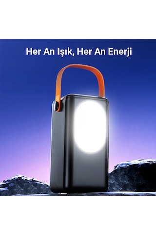 Cp-05 50.000mah 22.5w Süper Hızlı Şarj Powerbank - Dahili 4 Kablolu Ve Led Aydınlatmalı Harika Ürün Siyah